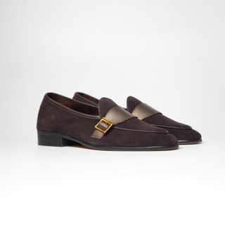 Buckle Belgian Loafer Suede Brown (Unlined)