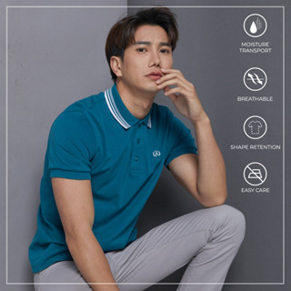 ARROW POLO SHIRT DRY TECH  ทรง Smart Fit  PIQUE สีฟ้าน้ำทะเล MPBM811-DR