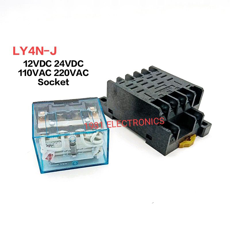 ราคาต่อ 1ตัว 👉👉 LY4N-J 12DC 24VDC 110VAC 220VAC RELAY 4 Contact  ทนกระแส 10A 250Vac  และฐาน (Socket 
