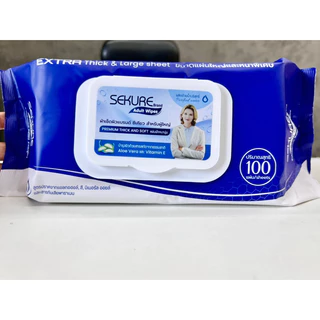 Sekure Adult Wipes ซีเคียวผ้าเช็ดผิวสำหรับผู้ใหญ่ 100 แผ่น **แพ๊ค 2 ห่อ**