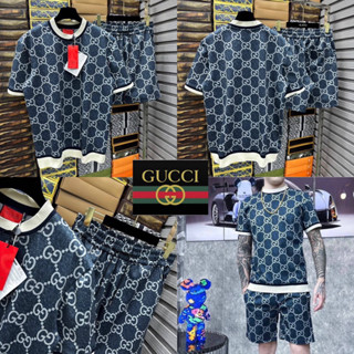 ชุดเซท Gucci 💙👕 Hiend 1:1 🏷️ เสื้อยืด + กางเกงขาสั้น 🩳