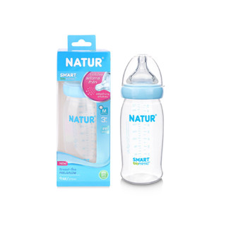 Natur เนเจอร์ ขวดนม คอกว้าง สมาร์ท ไบโอมิมิค PP จุก ไซส์ M ขนาด 9 oz/270 ml (8850851802801)