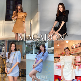 FLAT2112 FF0032 : MACARON DRESS เดรสแขนพอง เดรสเข้ารูป เดรสออกงาน