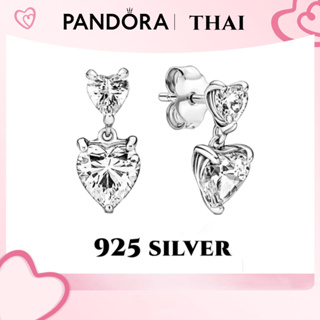 [ส่งจากกรุงเทพ]P เงิน925 ต่างหู ตุ้มหู Sparkling Heart Stud Earrings เครื่องประดับแฟชั่นสตรี ของแท้100%