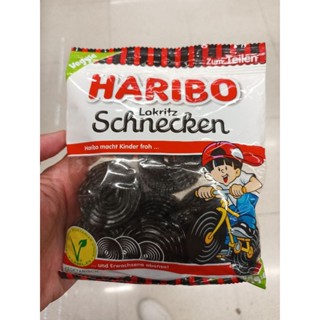 Haribo Lakritz Schnecken  วุ้นเจลาตินาำเร็จรูป รสชะเอม รูปวงล้อ175 g.