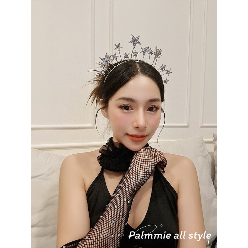 สวยแบบเซเลปด้วย ที่คาดผมแฟชั่น อลังการ ประดับดาวตั้งขึ้น 2 แถว มีดวงเล็กและดวง