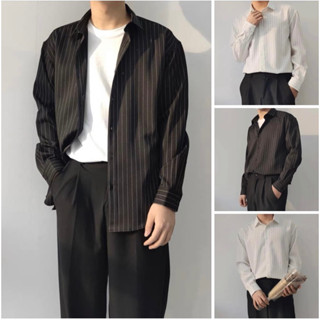 🔥พร้อมส่ง🔥เสื้อเชิ้ตแขนยาว ลายทาง (671)