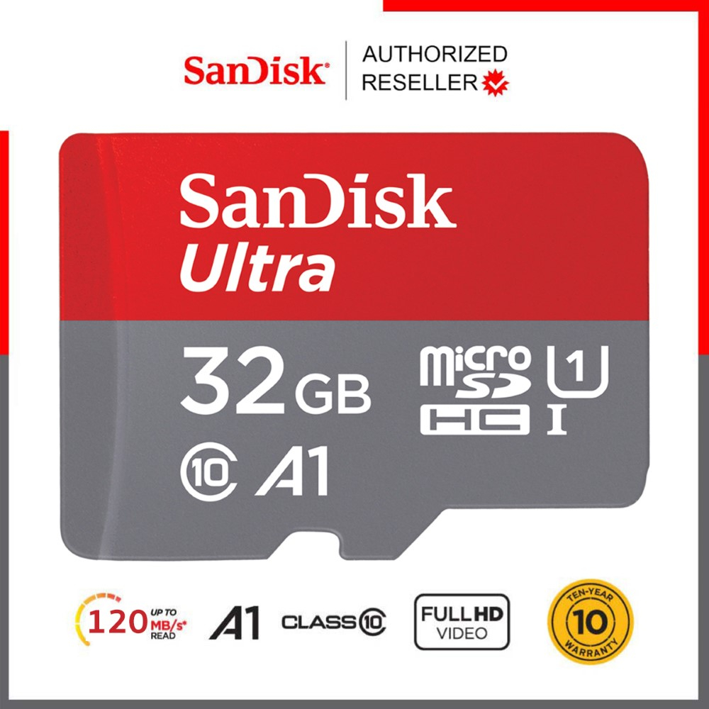 Sandisk Ultra Micro SD Card 32GB Class10 A1 Speed 120MB/s SDHC (SDSQUA4-032G-GN6MN) เมมโมรี่