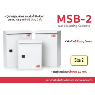 ตู้ไฟสวิทช์บอร์ดกันน้ำกันฝุ่น  MSB-1  ประตู 2 ชั้น ฝาทึบ มีหลังคา ตู้ควบคุมไฟฟ้า รุ่น FT-MS-MSB2-1