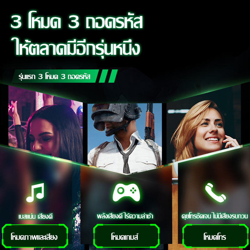 MAILESI หูฟังบลูทูธ TWS HVC-27 หูฟังเกมมิ่งไร้สายตัดเสียงรบกวนอัจฉริยะ แสงไฟLED รองรับฟังก์ชัน ios/android