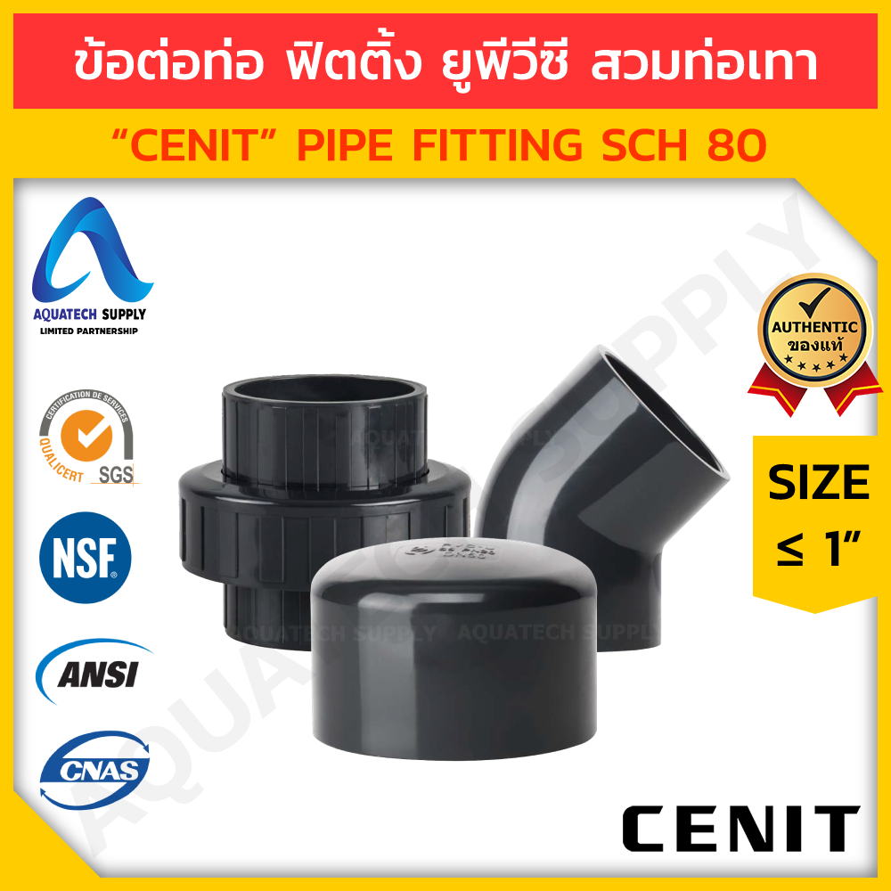 รวมข้อต่อท่อ uPVC ไม่เกิน 1 นิ้ว CENIT ใช้ร่วมกับท่อยูพีวีซีสีเทาเข้ม (ต่อตรง สามทาง งอ90 เกลียวนอก เกลียวใน) - ชุดที่ 1