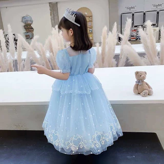 ชุดเจ้าหญิง ชุดเอลซ่า พร้อมผ้าคลุม ชุดซินเดอเรลล่า เดรสเจ้าหญิงเด็ก ดิสนีย์ ชุดราตรีชุดเดรสยาวเด็ก 3-8 ปี เดรสสีฟ้าเด็ก