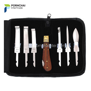 ชุดมีดตัดแต่งกีบ 6 ขนาด สแตนเลส Hoof Knives Set in Leather Case, Stainless