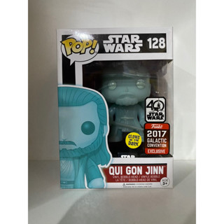 Funko Pop Qui Gon Jinn Holographic เรืองแสง Star Wars Galactic Convention Glows In The Dark Exclusive 128