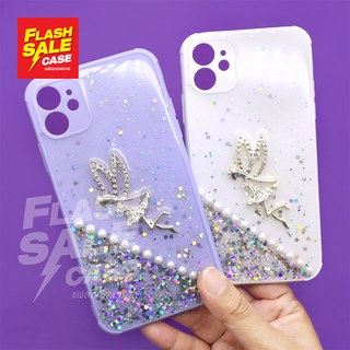 Oppo A5/A9 2020/A15/A16 Vivo Y11/Y12/Y15/Y17/Y20/Y21/Y22เคสมือถือขอบนิ่มด้านหลักเคลือบเจลกากเพชรติดอะไหล่นางฟ้า สีพาสเทล