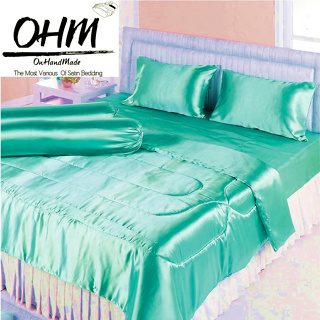 OHM ผ้านวมเดี่ยว ขนาด 60 นิ้ว x 80 นิ้ว ผ้าเครปซาติน 220 เส้น (สีเขียวมินต์)