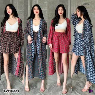 P16331 Set 2 ชิ้น เสื้อคลุมแขนยาว + กางเกงขาสั้น