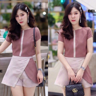 CS10022 Set เสื้อแขนสั้น+กางเกงกระโปรง Set short sleeve shirt + skirt pants