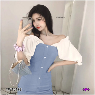 CS10172 เดรสยีนส์กระดุมหลอกแขนตุ๊กตา Dolls Sleeve Denim Button Up Dress