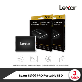 Lexar SL100 PRO Portable SSD เอสเอสดีขนาดกพา ทำจากวัสดุที่ทนทาน สามารถ อ่าน/เขียน ข้อมูลได้อย่างรวดเร็ว