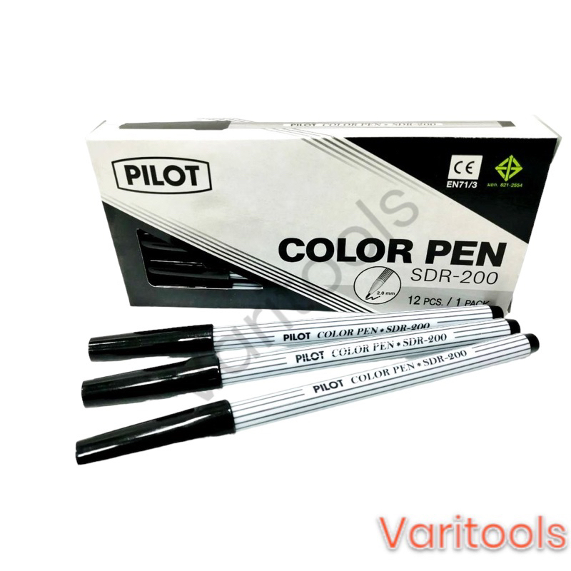 Pilot  [ยกกล่อง 12  แท่ง] ปากกาเมจิกหัวเดียว PILOT รุ่น SDR-200 สีดำ แดง น้ำเงิน