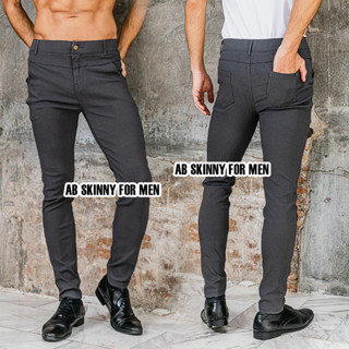 AB Skinny For Men สีเทาเข้ม กางเกงสกินนี่ยีนส์ 16 สี ของแท้ จากเพจดัง 80,000 Like กางเกง AB สกินนี่ยีนส์ ผู้ชาย