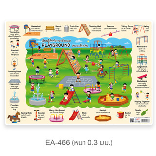 คำศัพท์ภาษาอังกฤษ สนามเด็กเล่น โปสเตอร์พลาสติกขนาด A4 EA-466 Playground (จำนวน 1 แผ่น)