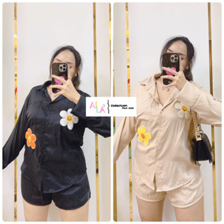 🌸ชุดเซตดอกไม้ขาสั้น เสื้อ+กางเกง สาวอวบ [Aila Plussize]