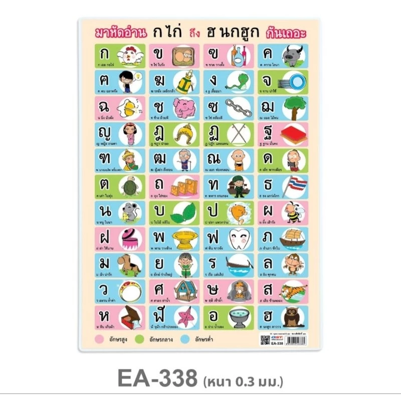 โปสเตอร์พลาสติก PP ก-ฮ, กไก่ ขนาด A4 OST รหัส EA-338,EA-340,EA-355,EA-417,EA-418,EA-420,EA388.