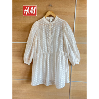 H&amp;M x cotton Dress x M ลายpolka dot น่ารัก ทรงสวย มีซับในแยก อก 34-36 เอว 38 ยาว 33 สะโพก ฟรี Code: 627(5)