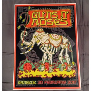 โปสเตอร์วงดนตรี ติดผนัง วงดนตรี GUNS N ROSES live in Bangkok