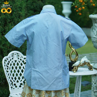 เสื้อปฏิบัติการ ตรวจการ ซาฟารี กระทรวงสาธารณสุข ฟ้าริ้ว ชาย เสื้ออนามัย คอเชิ๊ตปก ทรงสวย พร้อมส่ง 👑👑👑