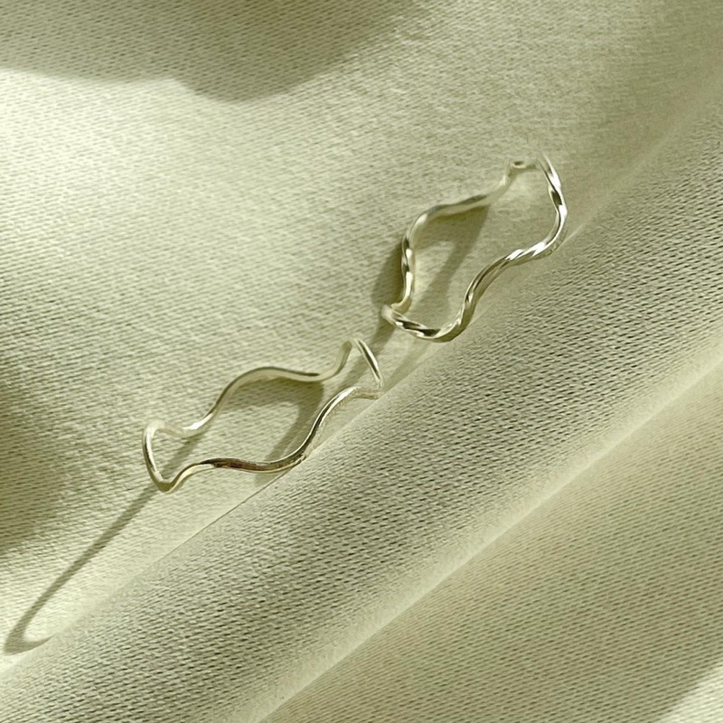 cchershop : silver925 แหวนเงินแท้ ทรงคลื่น แหวนมินิมอล หนา1.2