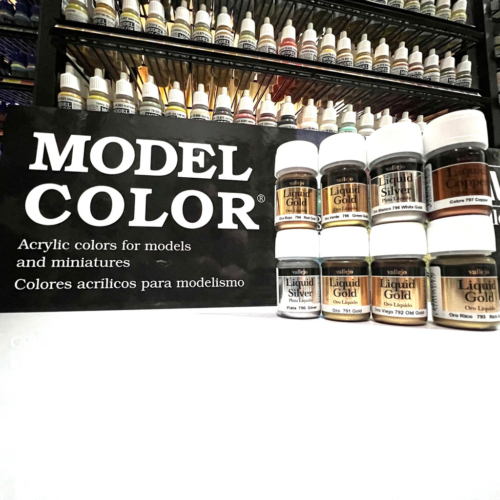 VALLEJO Liquid Gold(alcohol-based) กลุ่มสีเกล็ดโลหะละเอียดสูง และเงาสูง สูตรแอลกอฮอล์