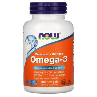 น้ำมันปลาโอเมก้า 3, NOW Foods, Omega-3, 180 EPA / 120 DHA, 100 Softgels