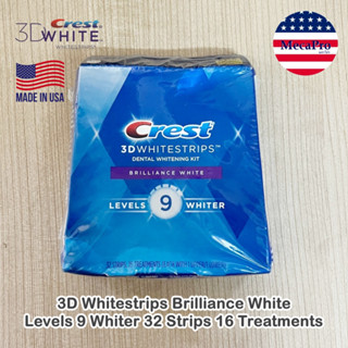 32% OFF Sale!! EXP07/23 Crest® 3D Whitestrips Brilliance White Levels 9 Whiter 32 Strips 16 Treatments ชุดฟอกฟันขาว