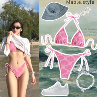 ‼️พร้อมส่ง Size S อก32-36ใส่ได้‼️ ✨💖Bikini Baby Pink💖✨ถูกที่สุดด✌️