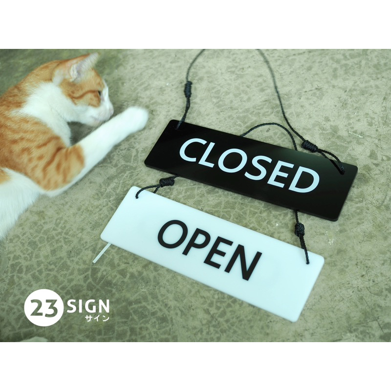 ป้าย Open (ไม่มีจุ๊บแถม) ป้ายเปิด ปิด ป้ายอะคริลิค ป้าย Closed ป้ายแขวน