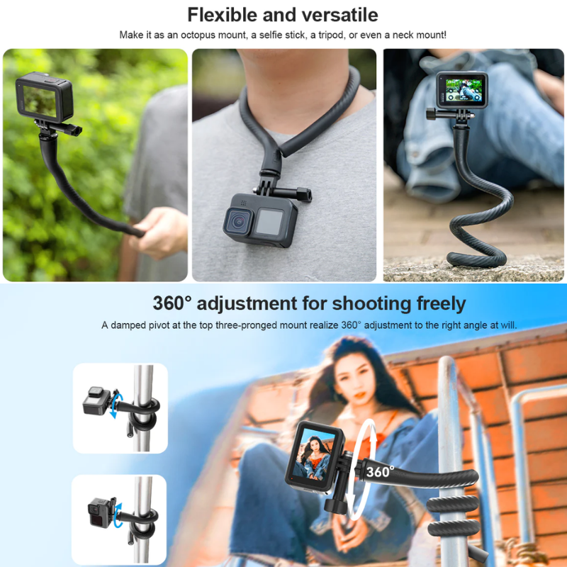 Telesin ตัวยึดแบบยืดหยุ่นสำหรับกล้องแอคชั่น / โทรศัพท์ Flexible Mount  for GOPRO,DJI Action 5Pro/4/3,Insta360