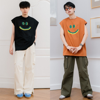 ZAMIO 2smile T-shirt เสื้อยืดแขนกุดทรงโอเวอร์ไซส์