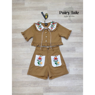 Pairy Tale Set เสื้อยืดคอปกปักลายดอกไม้