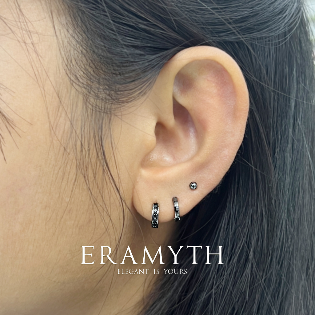 Eramyth : ต่างหูห่วง เงินแท้92.5 ขนาด11mm เพชรCZ รวม รูปที่ 2