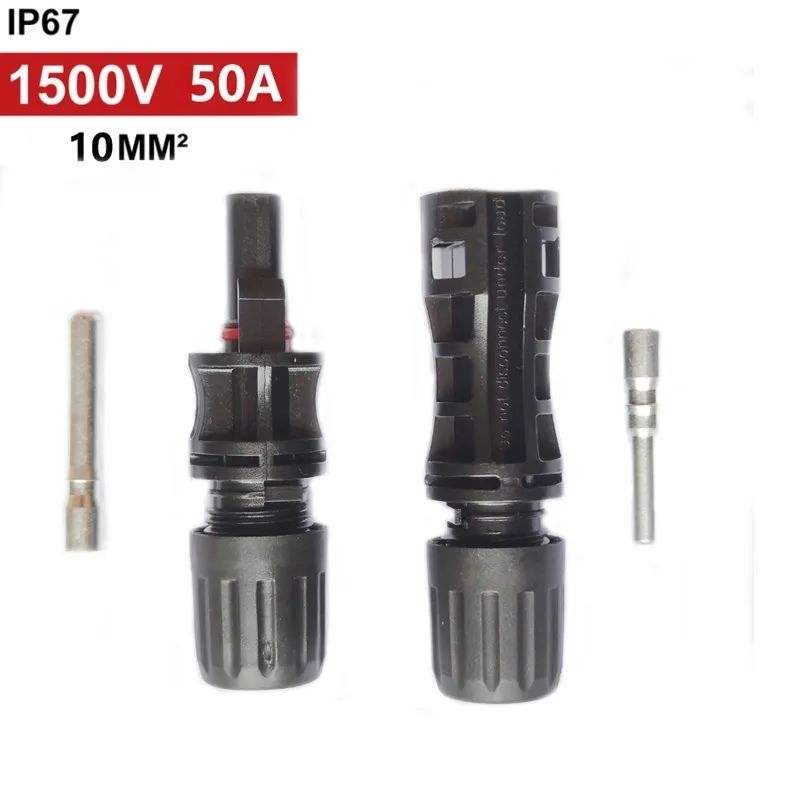 MC4 1500V 50A (บรรจุ 1 คู่) ตัวเชื่อมสำหรับแผงโซลาร์เซลล์ Solar Cell MC4 Connector