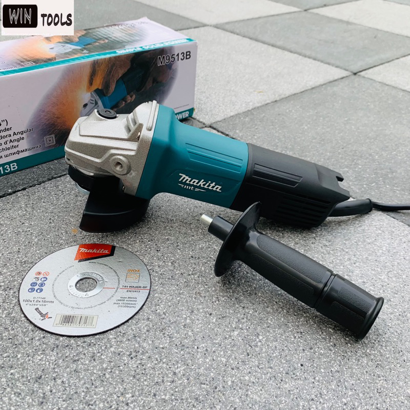Makita หินเจียร 4นิ้ว รุ่น M9513 กำลังไฟ 850W พร้อมบังใบ และด้ามขันใบพร้อม ใบตัดเหล็ก4 นิ้ว 1 ใบ