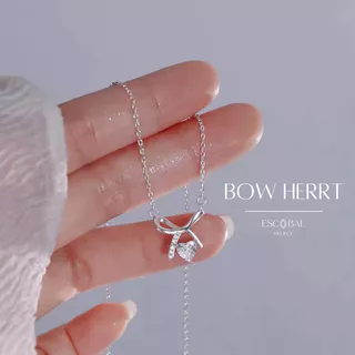 ESCOBAL พร้อมส่ง สร้อยคอเงินแท้ สร้อยเพชร Bow heart Moissaniteของขวัญให้แฟน ไม่ลอกไม่ดำ วาเลนไทน์