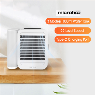 Microhoo พัดลมไอเย็น แอร์ขนาดเล็ก แอร์พกพา 3 in 1 usb มินิ พัดลม แอร์บ้านเล็กๆ Air cooler