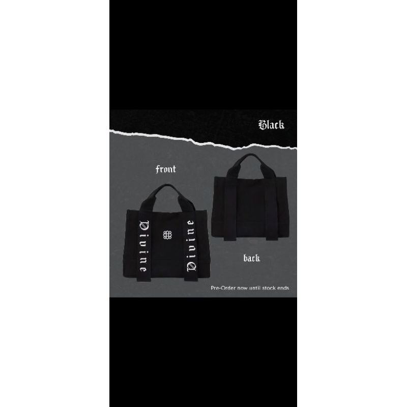 กระเป๋า Tote bag แบรนด์ Divine ของเจมีไนน์(Gemini)​ สีดำ