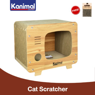 Kanimal Cat Toy ของเล่นแมว บ้านแมว ที่ลับเล็บอุโมงค์ทีวี สำหรับแมวทุกสายพันธุ์ Size L ขนาด 45x25x38 ซม. แถมฟรี! Catnip