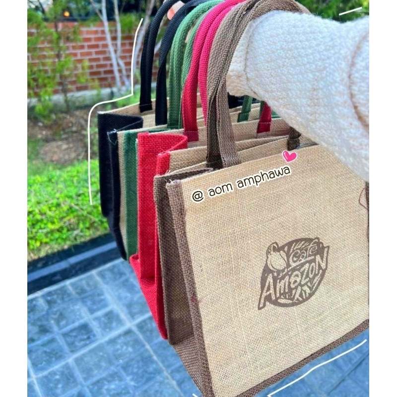 New‼️🛍️ กระเป๋าผ้ากระสอบ Two Tone Bag Café AMAZON 💕