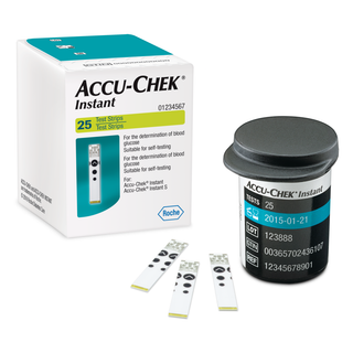 Accu-Chek Test Strip รุ่น Instant แอคคิว-เช็ค แผ่นตรวจน้ำตาล อินสแตนท์ [25 ชิ้น/กล่อง] (y2989)